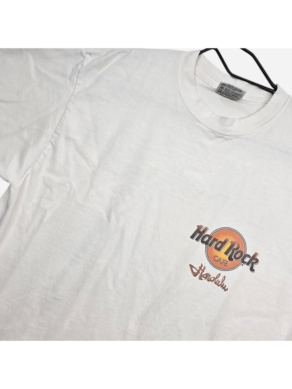 Hard Rock Cafe Honolulu Hawaii white t-shirt with Hard Rock Cafe logo